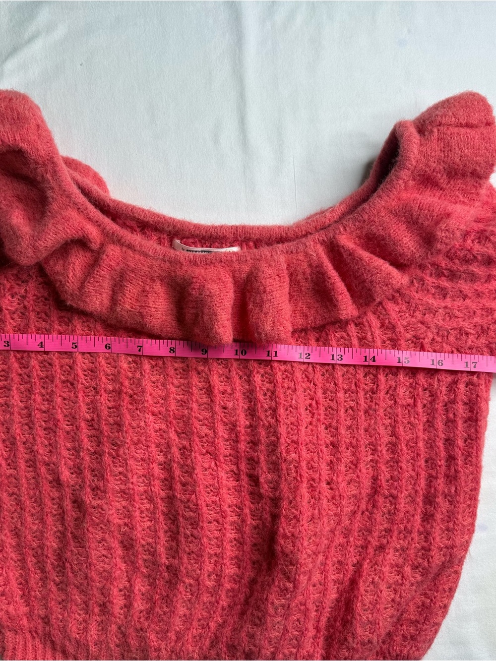 Off-Shoulder Ruffle Trim Sweater - Pink - Picture 7 of 8